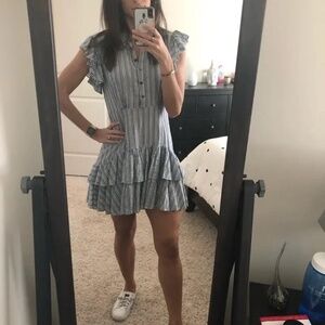 Rebecca Taylor Blue Ruffle Stripe Dress – Size 2 💙